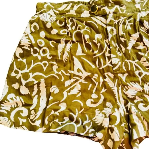 Anthropologie Ett:twa () Green & Cream Print Shorts Size Small - Picture 3 of 8